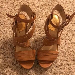 Leather strappy heels